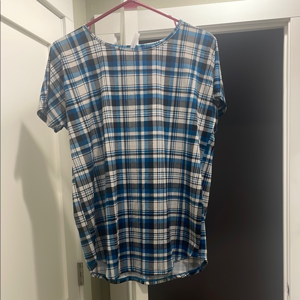 Blue and White Plaid women’ blouse